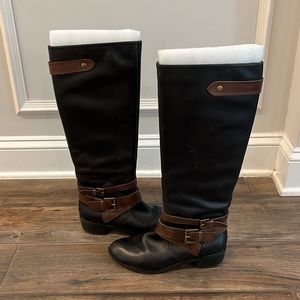 Kelly&Katie  Beyoncé leather black with brown trimming boots